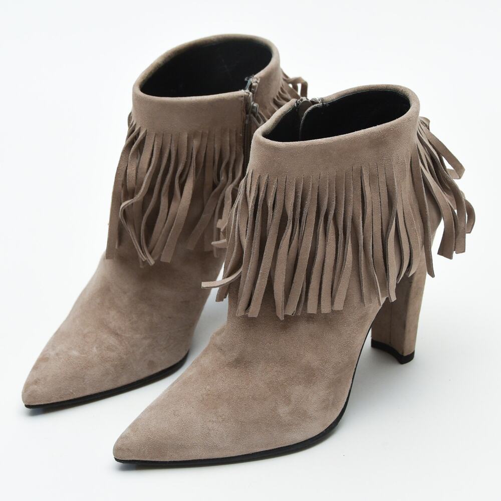 Stuart Weitzman Fringetimes Fossil Suede Fringe A… - image 2
